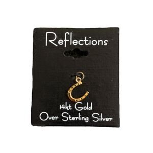 14K‎ Gold Over Sterling Silver Horseshoe Pendant Good Luck Charm Cowgirl Country